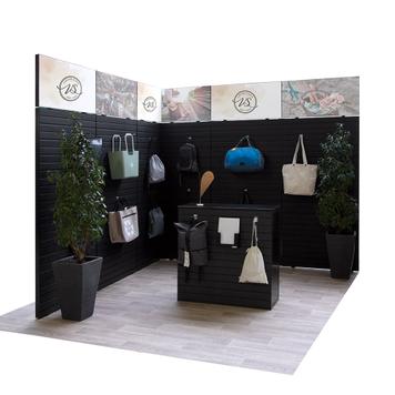 „Style-Black” FlexiSlot® kiállítási stand 2.850 x 2.800 mm sarokelem